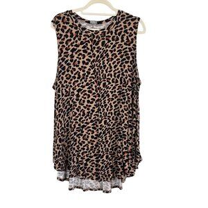 Lane Bryant Top Women 22 Tan Animal Print Safari Neutral Summer Leopard Twee